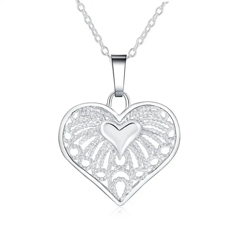 Fashion 925 Sterling Silver 18-24 Inches Fine 25MM Heart Necklace For Charm Women Wedding Party Favors Jewelry Accessories