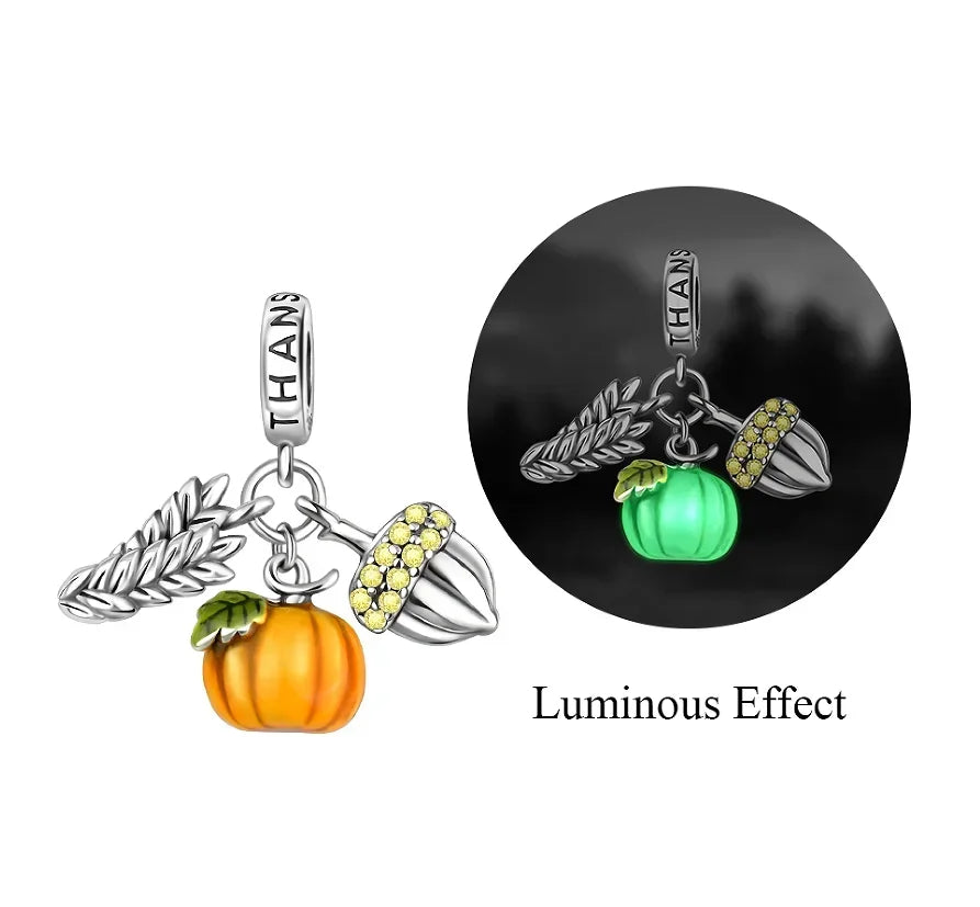 Original 925 Sterling Silver Halloween Charms Pumpkin Skull Witch Ghost Bead Earrings Pendant Fit Bracelet Necklace Jewelry