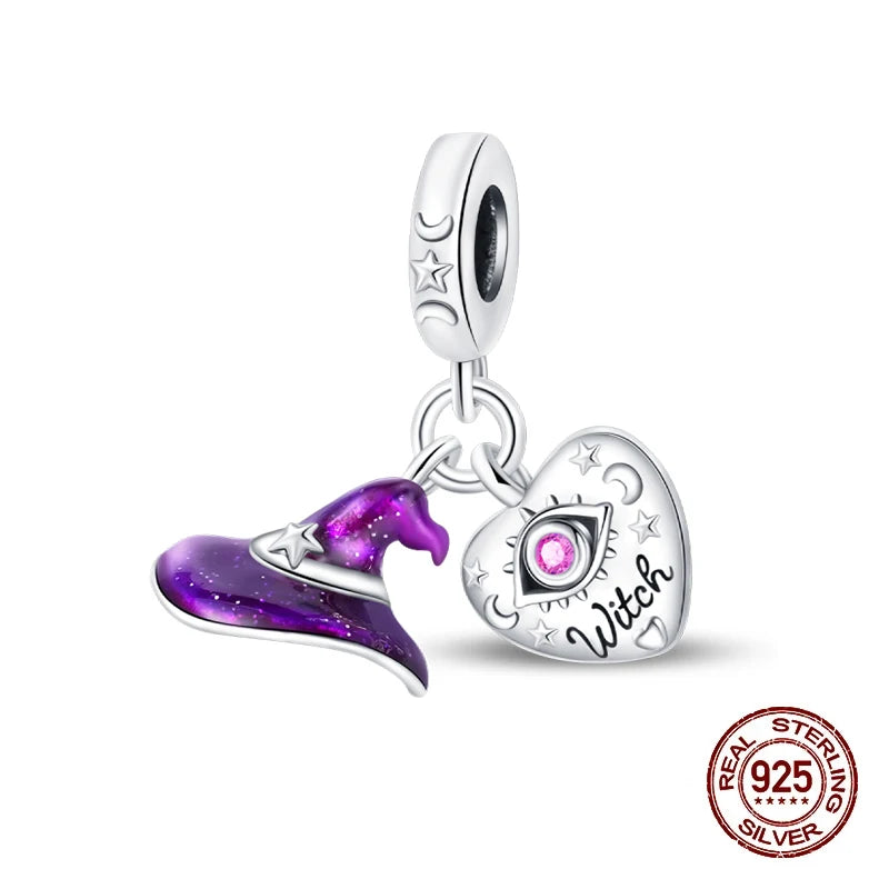 2025 Hot Sale Halloween Charms Bead 925 Sterling Silver Luminous Pumpkin Ghost Dangle Fit Bangle Bracelet Necklace DIY Jewelry