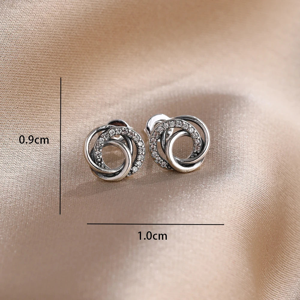 2025 New 925  silver earrings with sparkling red heart and pink bow earrings that fit original women's jewelry DIY birthday gift