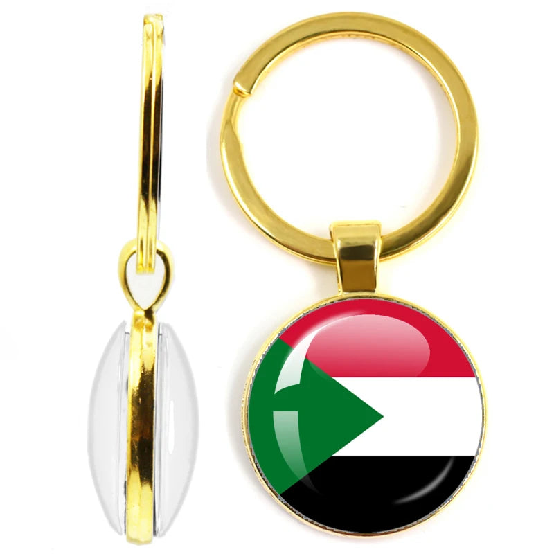 National Flag Glass Double-Sided Keychain Ethiopia Islas Canarias Kenya Sudan Madeira Melilla South Sudan Ceuta Seychelles