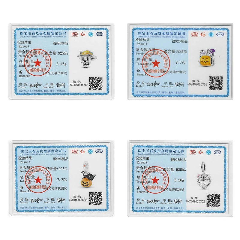 2025 Hot Sale Halloween Charms Bead 925 Sterling Silver Luminous Pumpkin Ghost Dangle Fit Bangle Bracelet Necklace DIY Jewelry