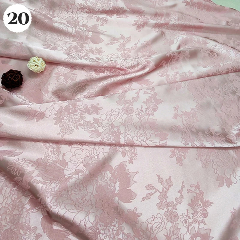 Floral Pattern Jacquard Damask Fabric Faux Silk Satin Brocade Fabric For DIY Sewing Cheongsam Hanfu Wedding Dress Garment Decor