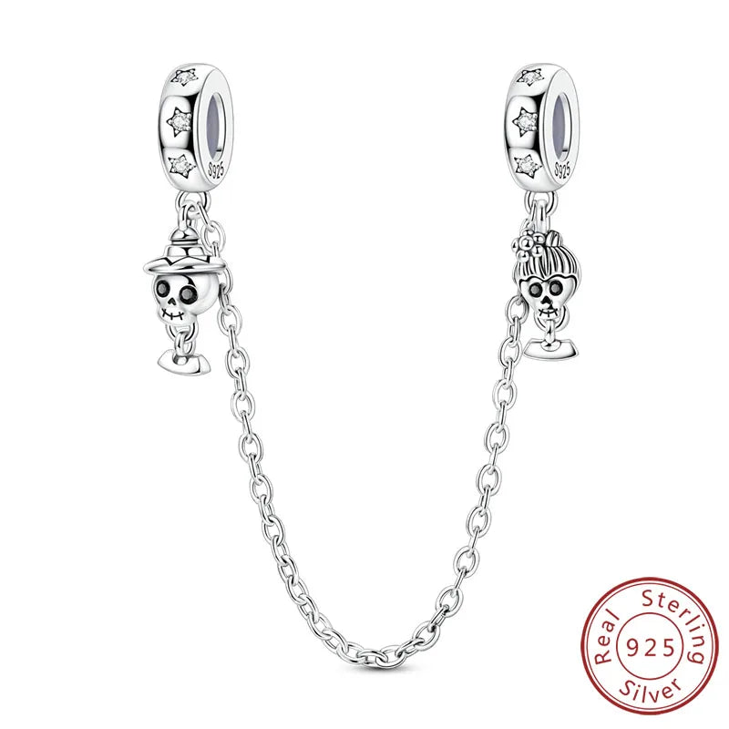 Halloween Charm Bead Pendant 925 Sterling Silver Pumpkin Witch Doll Skeleton Mummy Candy Charm Fit Original Bracelet DIY Jewelry