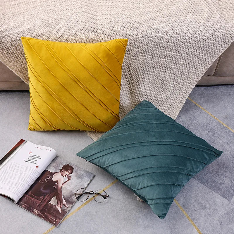 1PC Solid colour velvet plaid pillow set sofa cushion office lumbar cushion lumbar protection Dutch velvet bedside cushions