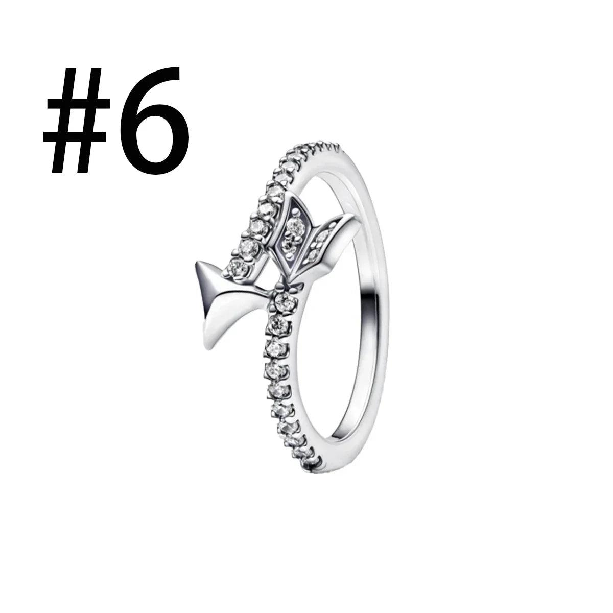 New Original 925 Sterling Silver Crown Bow Heart Set Ring Necklace Earring Crystal Women Valentine's Birthday Gift DIY Jewellery