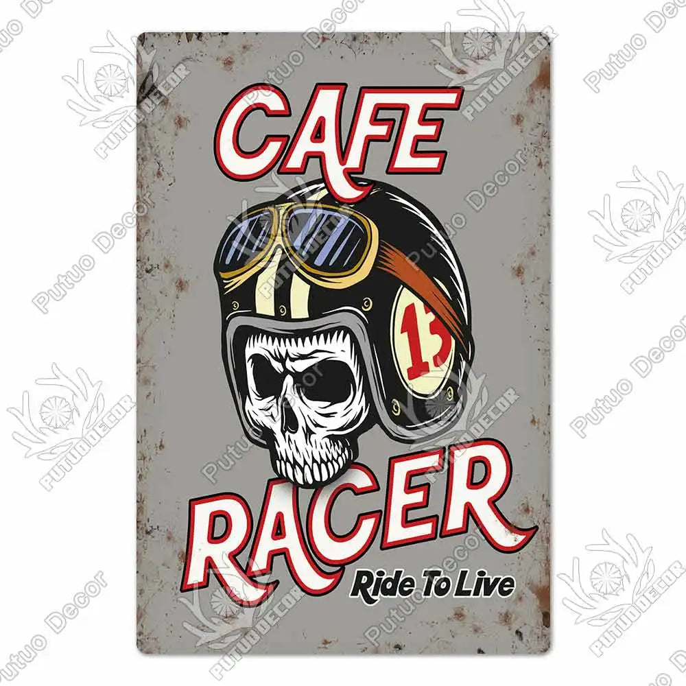 Putuo Decor Cafe Racer Vintage Tin Sign Plaque Metal Wall Art Stickers Garage Man Cave Pub Bar Retro Poster Iron Painting