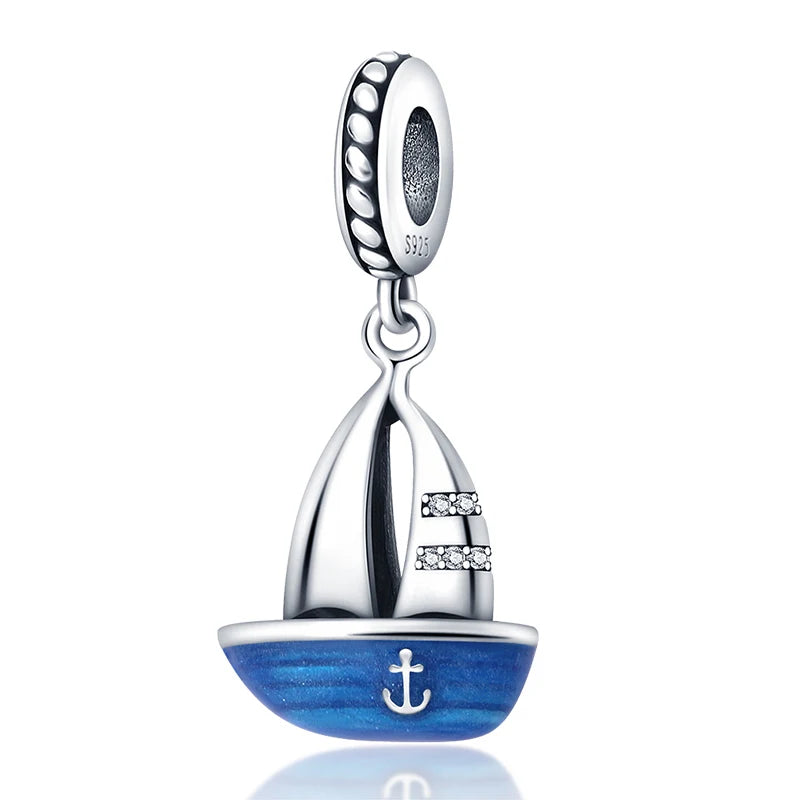 Ocean Trendy 925 Silver Dolphin Crab Boat Beach Charms Beads Fit 3mm Original Bracelets DIY Thoughtful Fine Jewelry Making Gifts