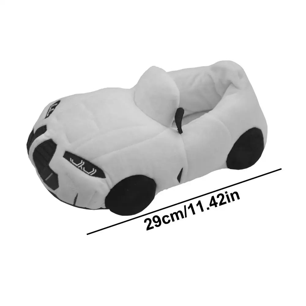 Plush Slippers Cartoon Plush Shoes Portable Fuzzy House Slippers Soft Racing Car Slippers For Family Gatherings Picnics