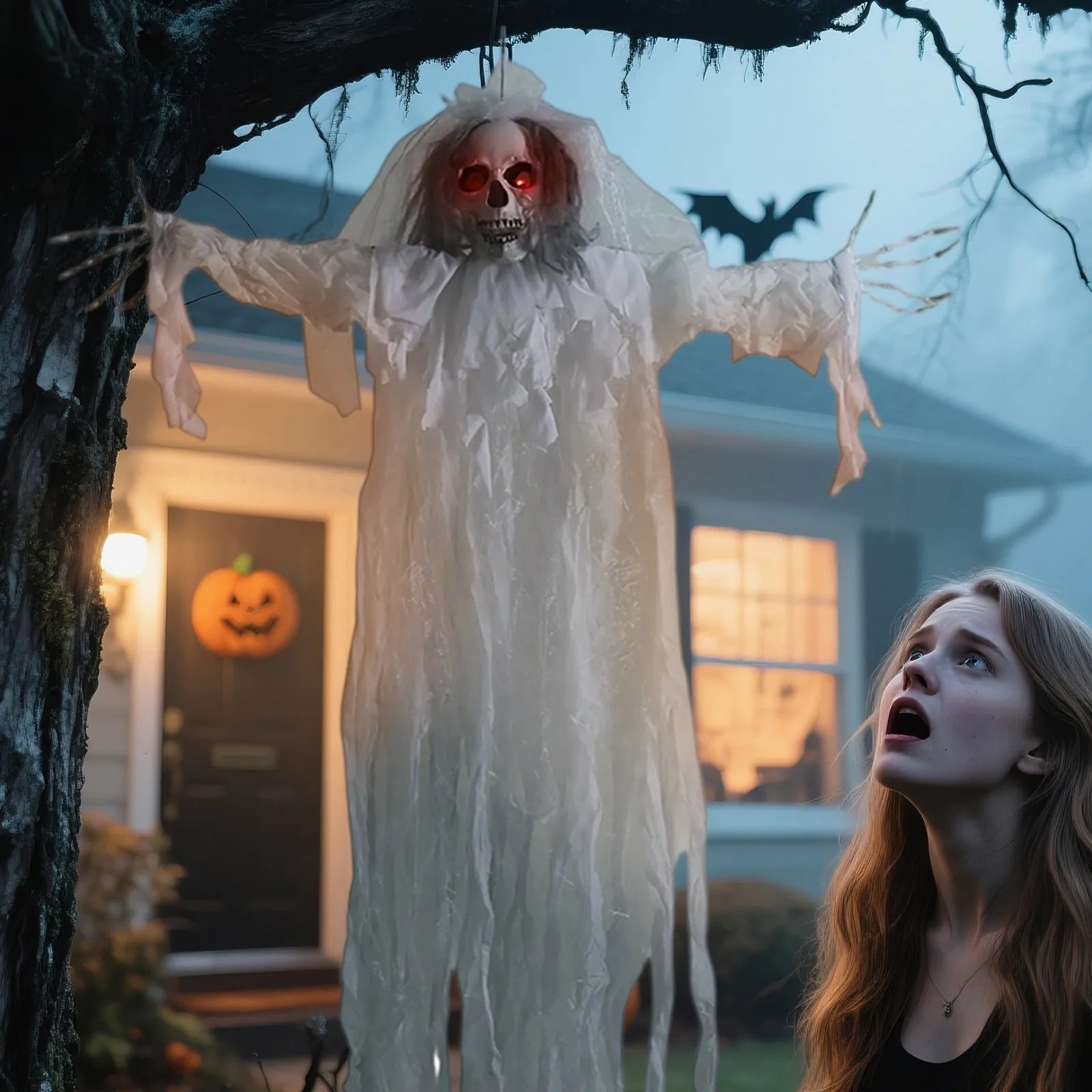 Halloween Yard Scary Decoration Horror Ghost Glowing With Scary Sounds And Glowing Eyes Outdoor Bar Haunted House Party Decor