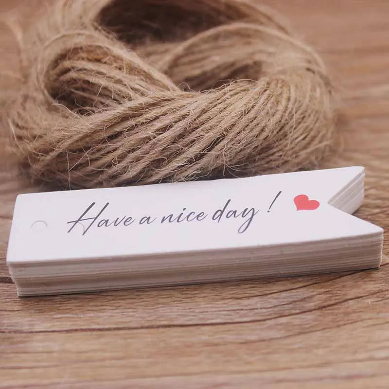 100pcs Kraft Gift Tags with 20m Rope Thank You Paper tags for  Gift New Year Halloween Christmas Label Party Decoration