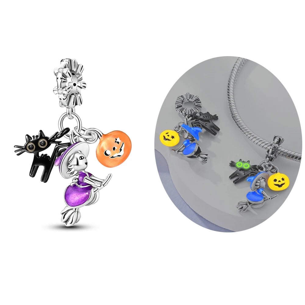 Halloween Pumpkin Series 925 Silver Orange Harvest Charms Beads For Original Bracelet For Women Jewelry Making Gift