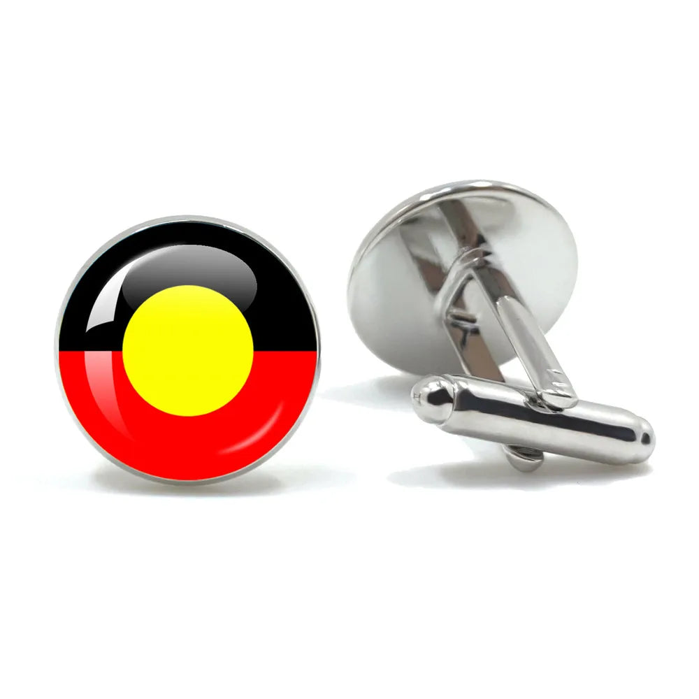 Australian Aboriginal Flag National Emblem Dangle Glass 25mm Key Chain Fashion  Key Chains Glass Cabochon Lady  Key Chains Jewel