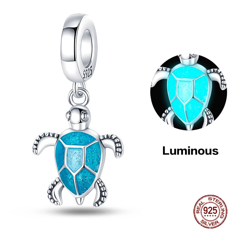 Original Ocean Series Fit 3mm Bracelet 100% Authentic 925 Sterling Silver Turtle Crab Mermaid Charm Beads DIY Jewelry Gift