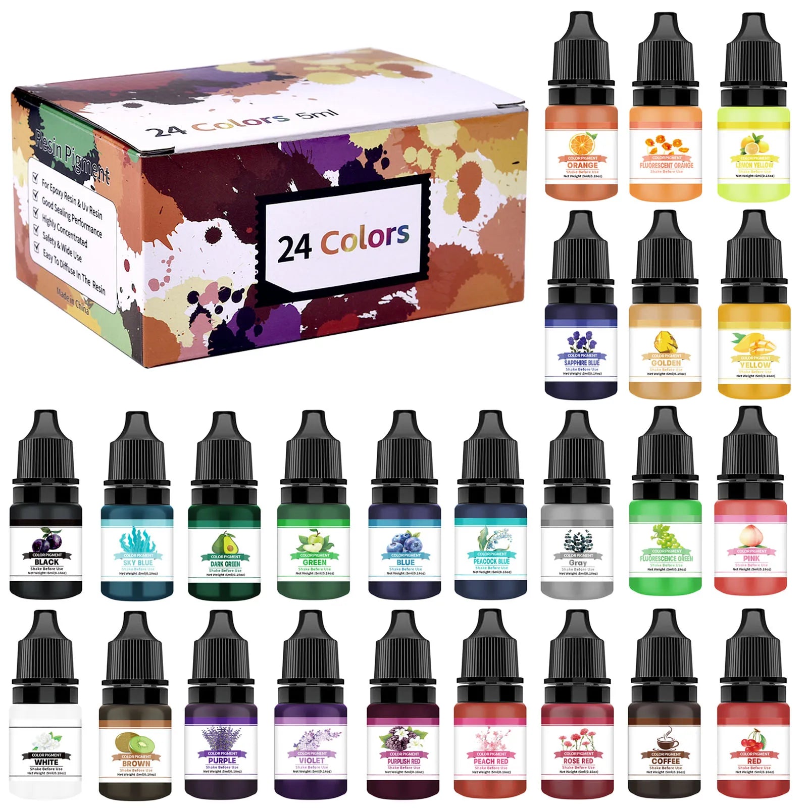 Epoxy Resin Pigment Kits Candle Dye Liquid Colorant DIY UV Epoxy Resin Mold Jewelry Making Candle Soap Making Dye Pigment Sets