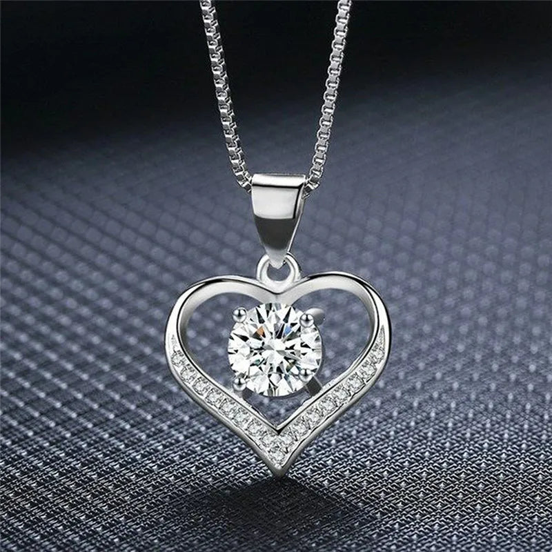 925 Sterling Silver Zircon Heart Pendants Necklaces For Women Luxury Designer Jewelry Gift