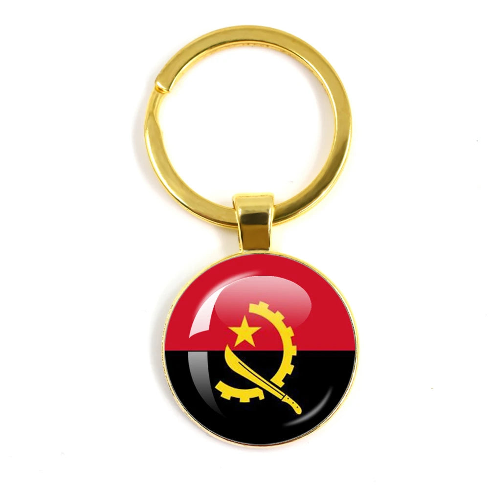 France,Poland,PuertoRico,Montenegro,Yugoslavia,Angola,Philippines,Japan,Senegal Glass Cabochon National Flag Keychain Keyholder