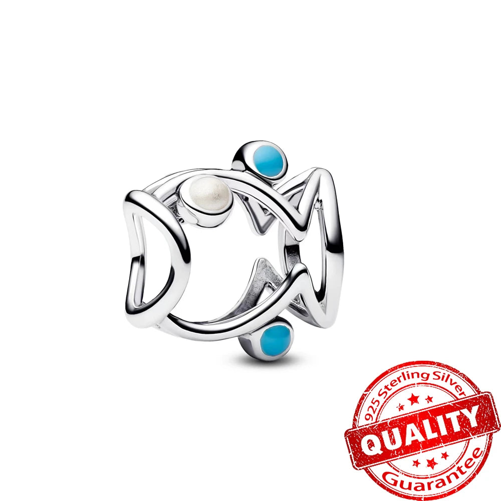 Underwater World 925 Sterling Silver Ocean Octopus Seashell Seahorse Starfish Pendant Fit DIY Bracelet Necklace Boutique Gift