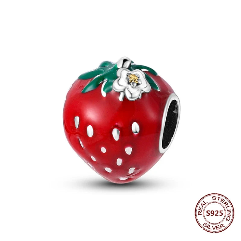 925 Sterling Silver Strawberry Turtle Owl Charm Beads Suitable For Original Bracelet Women DIY Jewelry Making Birthday Gifts