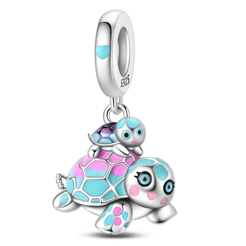 Fashion 925 Sterling Silver Summer Ocean World Series Sea Turtle Starfish Crab Octopus Charms Beads Fit 925 Bracelet DIY Jewelry