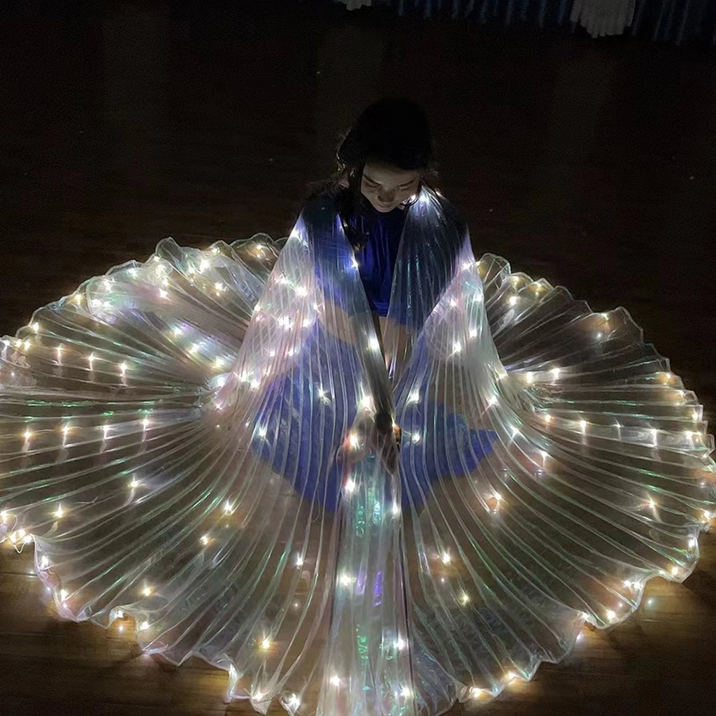 LED Isis Wings Belly Dance Wings LED Butterfly Wings Glowing Costume Performance Clothing for Carnival Halloween Christmas Party