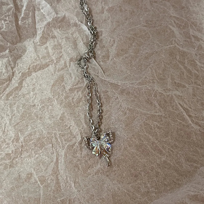 Simple Red Glass Cross Cherry Strawberry Heart Pendant Necklace for Women Stainless Steel Jewelry Accessories