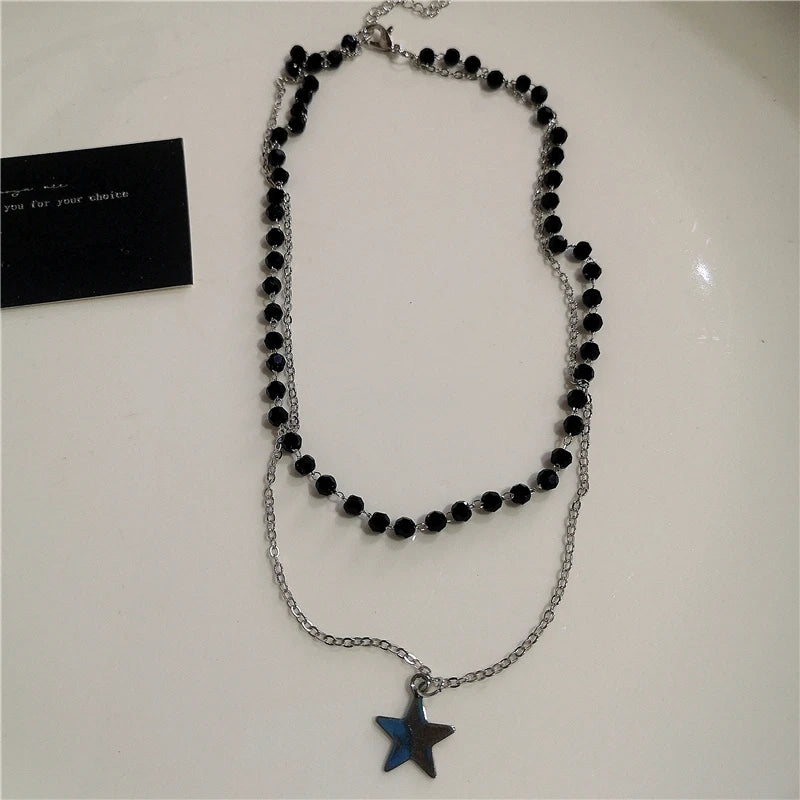 Punk Rock Y2K Black Star Cross Red Heart Pendant Ghost Claw Choker Chain Necklace Men Women Goth Vintage Grunge EMO Accessories