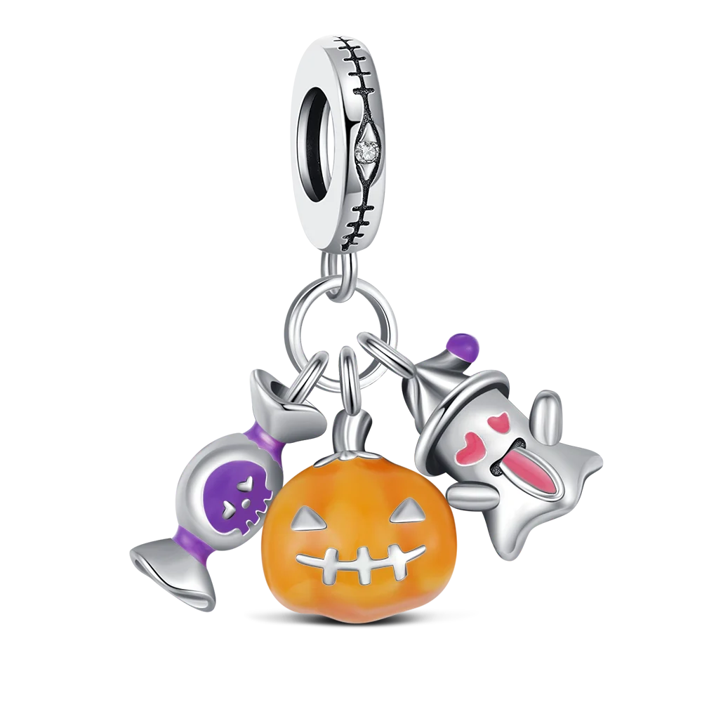 925 Sterling Silver Halloween Charm Ghost Pumpkin Charms Jewelry Making For Women Men DIY Bracelet Halloween Party Jewelry Gift