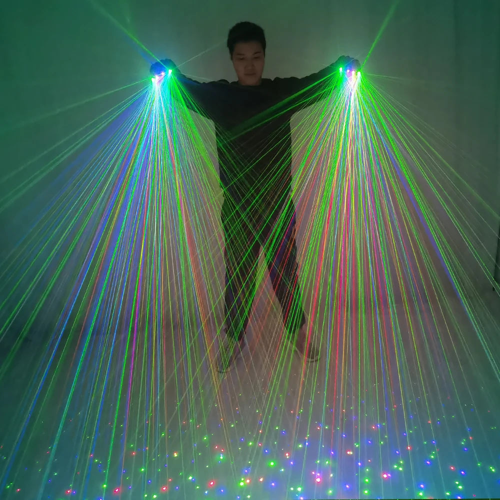 Sky Star RGB Laser Gloves Color Lazer Mitten Ray Glove Rave LED Flash Finger Palm Light Dress Up LED Robot Suit