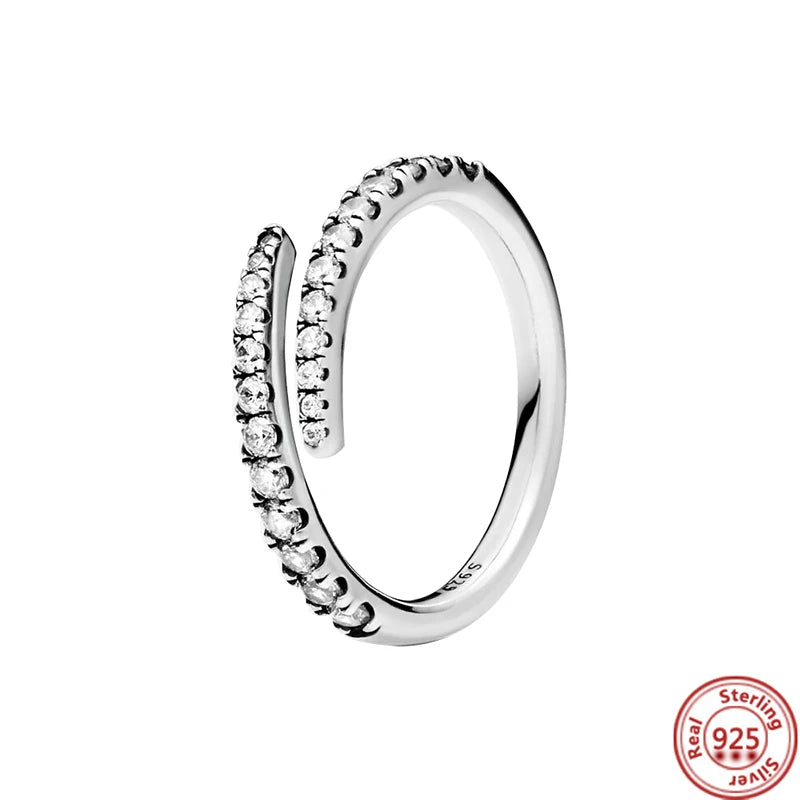 Hot Version Adjustable Ring 925 Silver Moon Dragonfly Leaf Rose Pink Popular Zircon Fit Ring Feminine Charm Jewelry Gift