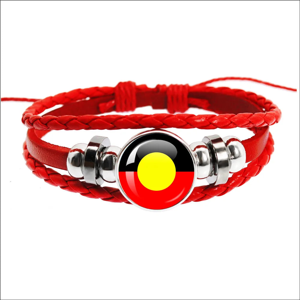 Australian Aboriginal Flag National Emblem Dangle Glass 25mm Key Chain Fashion  Key Chains Glass Cabochon Lady  Key Chains Jewel