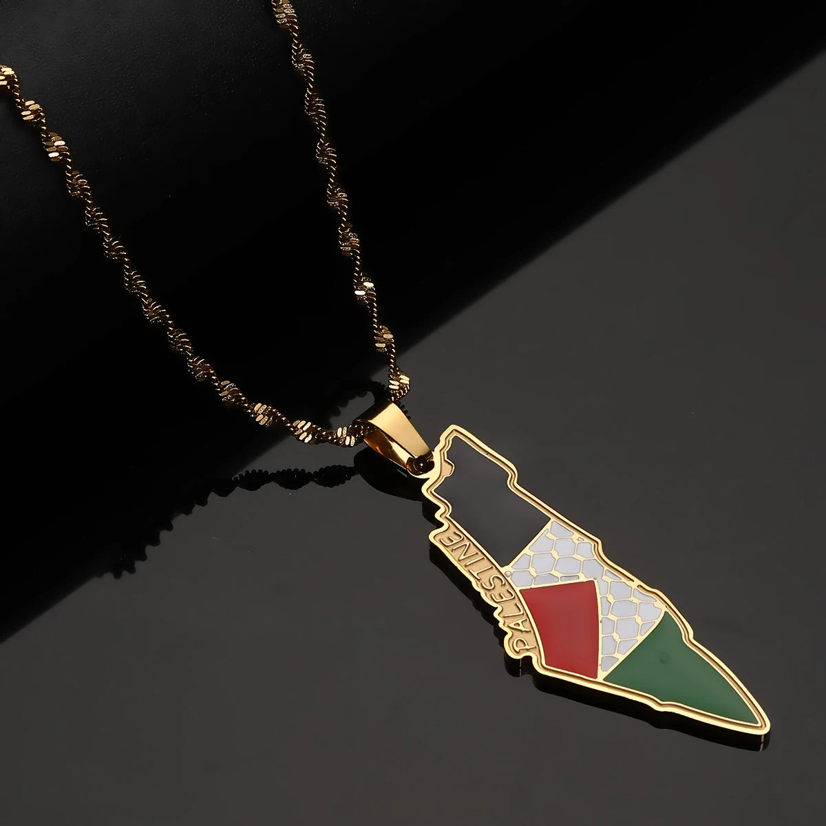 Stainless Steel Arabic Arab Watermelon Gaza Pendant Middle East Pendant Neckace Jewelry