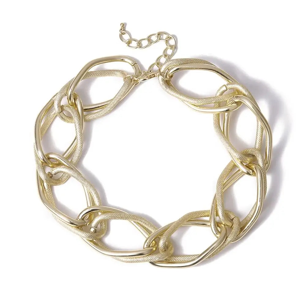 on The Neck Trendy Long Chain Necklace Geometry Thick Link Chain Basic Choker Minimalist Exaggerated Fashion Jewelry Women Men