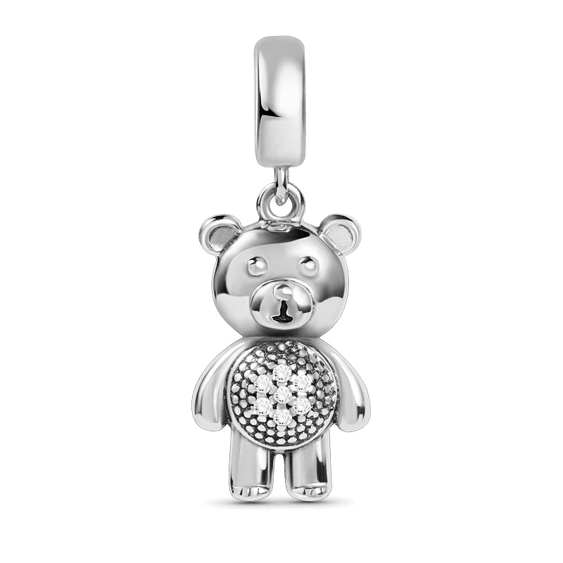 New 925 Sterling Silvering Panda Elephant Porker Charm Of 925 Chain Beaded Fit Original Pendant Bracelet DIY Ladies Jewelry