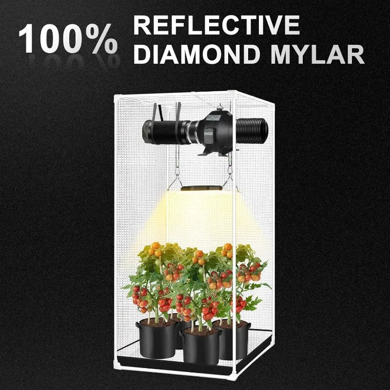 48”x24”x60” Grow Tent, Reflective 600D Mylar,Hydroponic With Observation Window And Floor Tray For Indoor Plant Growing 4’x2’