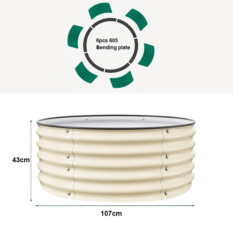 Outdoor garden 42 "(107cm) Round Raised Garden Bed Metal Raised Bed Planter Box for Vegetables Flowers Patio