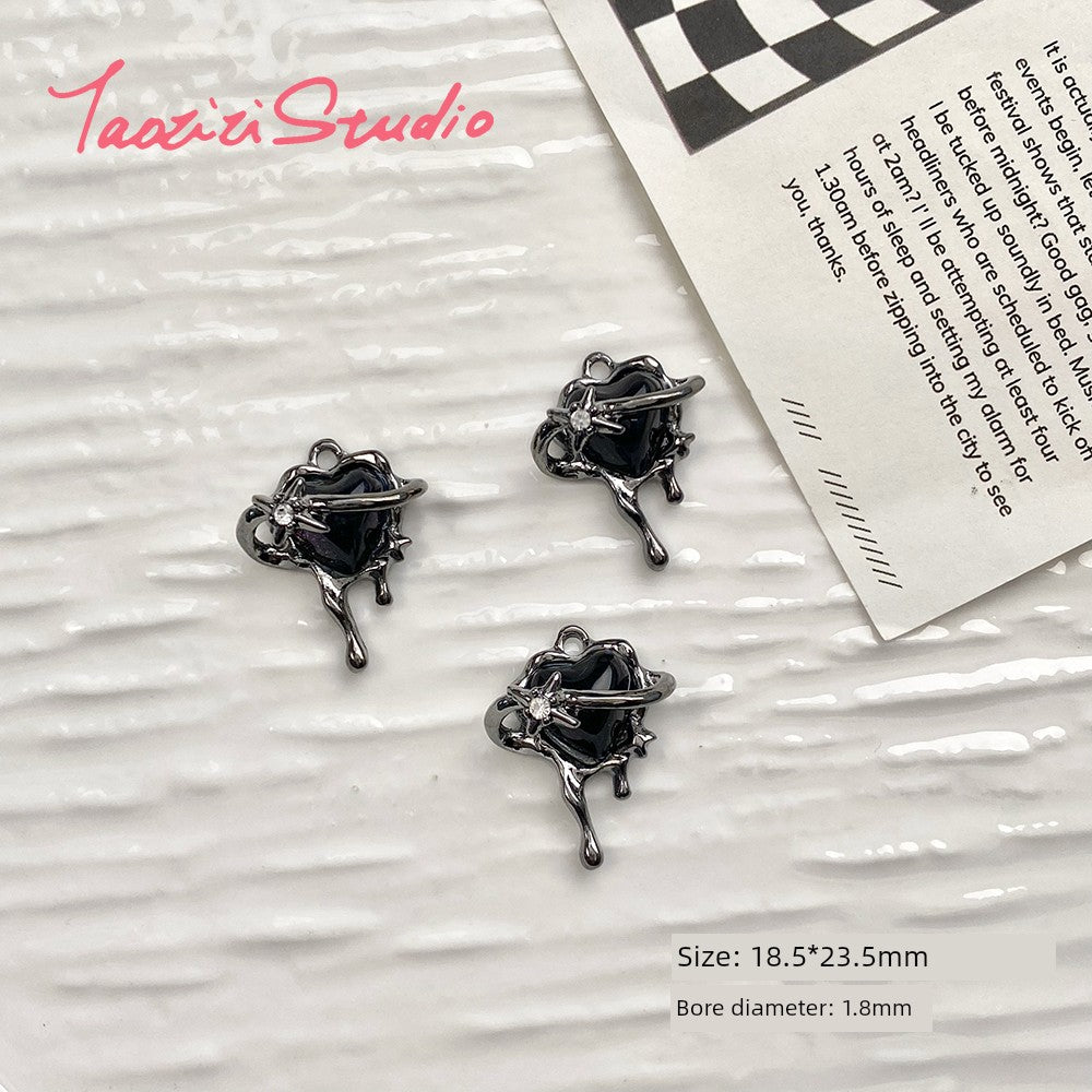 Sweet Cool Black Pink Sexy Liquid Alloy Pendant DIY Handmade Beaded Material Bracelet Necklace Ornament Bead Accessories