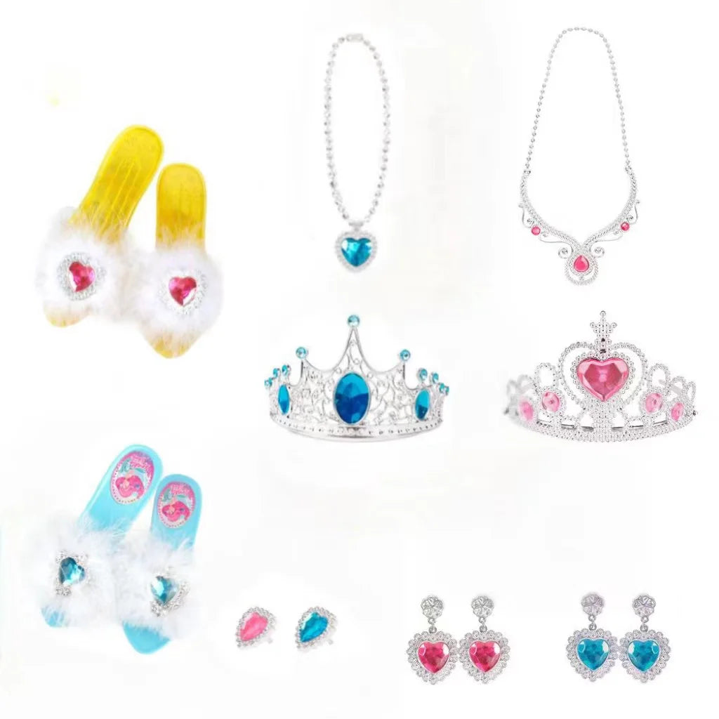Dress Up Toy Girl Glass Slipper Necklace Earrings Toy Jewelry Set Gift Box, As Birthday, Halloween, Chrismas Gift