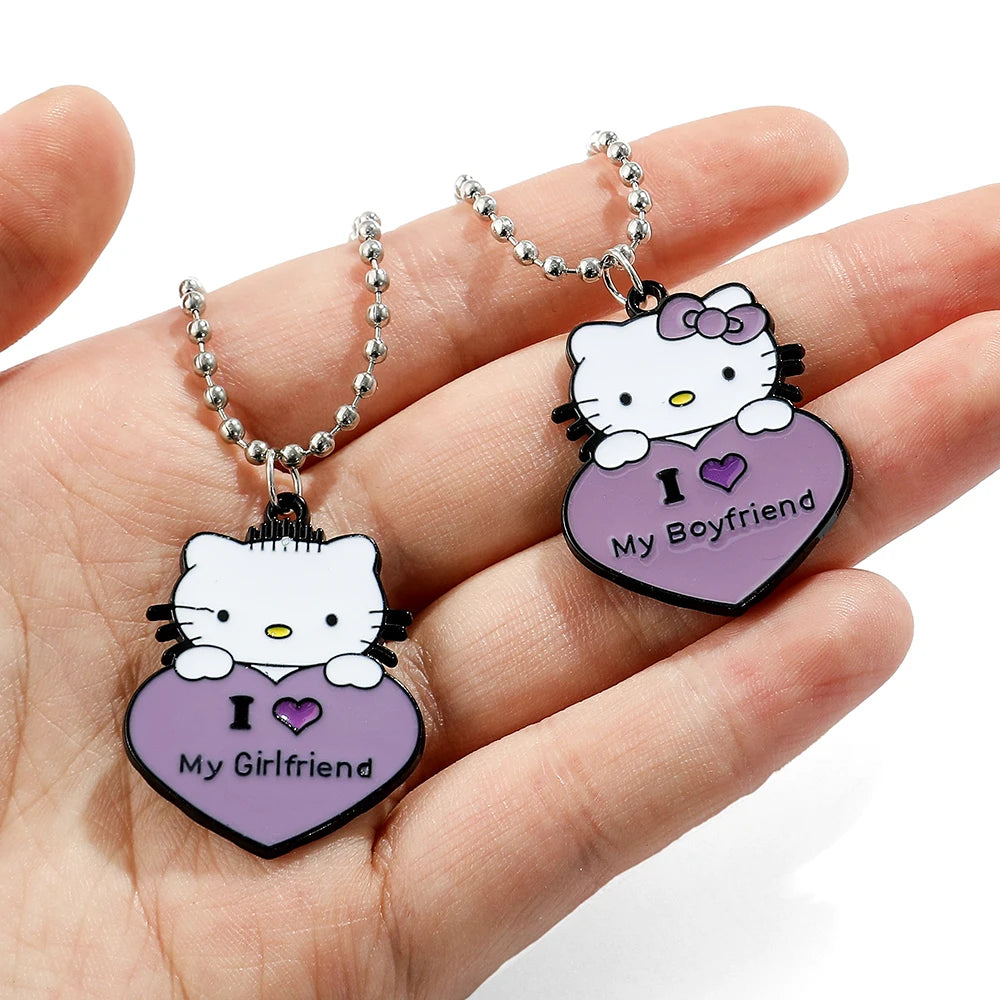 Hello Kitty Bead Necklace 1 PC Cartoon Anime Metal Pendant Unisex Birthday Christmas Gift for Boyfriend Girlfriend