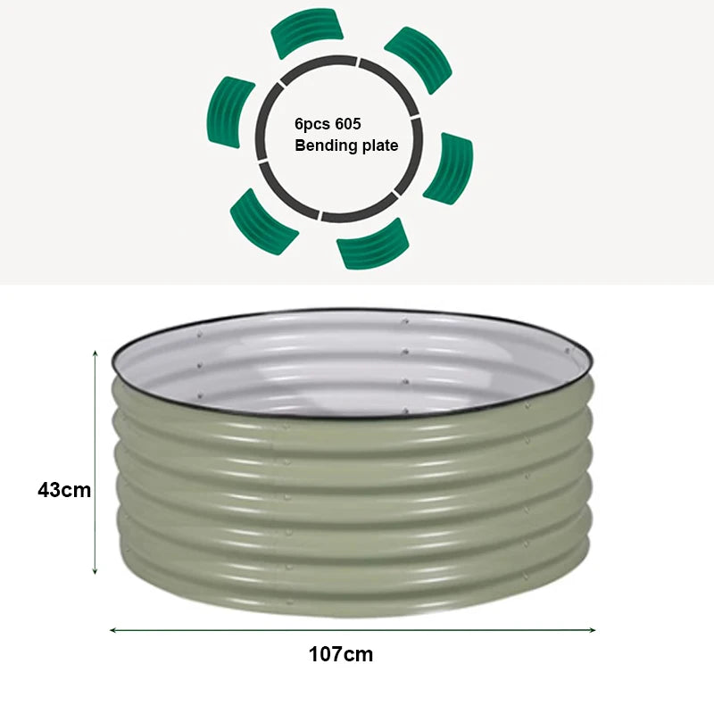 Outdoor garden 42 "(107cm) Round Raised Garden Bed Metal Raised Bed Planter Box for Vegetables Flowers Patio