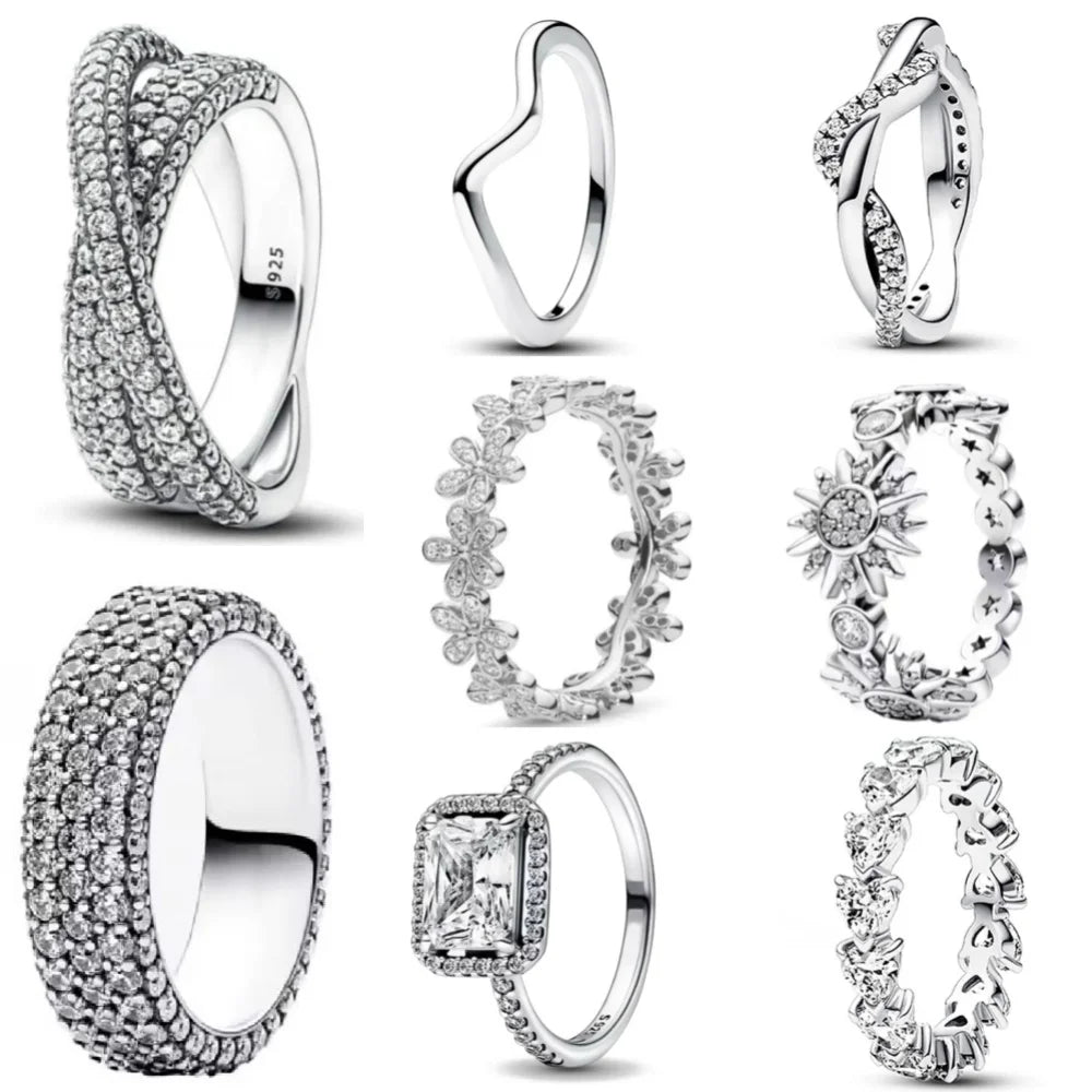 2025 New 925 Silver Square Ring, Size 6 7 8 9, Suitable For Exquisite High-Quality Jewelry For Women At Wedding Parties