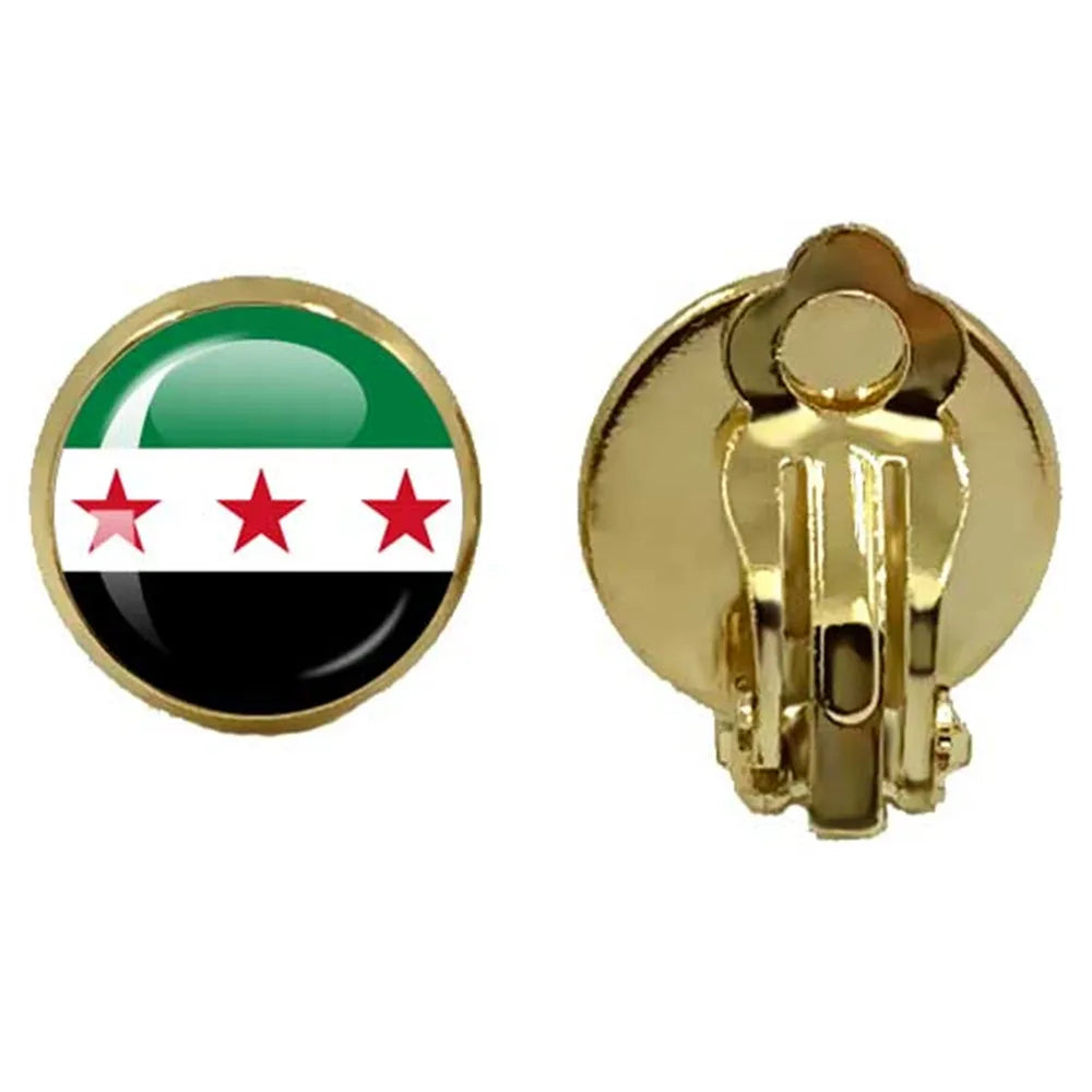 SKY FLAG Syria Flag National Keychain Glass Cabochon Heart-Shape Pendant Keychain For Women Men Charm Fashion Jewelry Gift