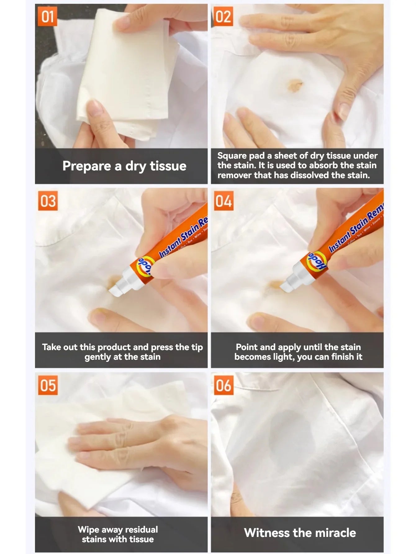 1/3pcs Portable&Convenient Stain Remover Pen for Emergency Stain Removal - Water-free, Suitable for Various Fabrics Oxygen Formu