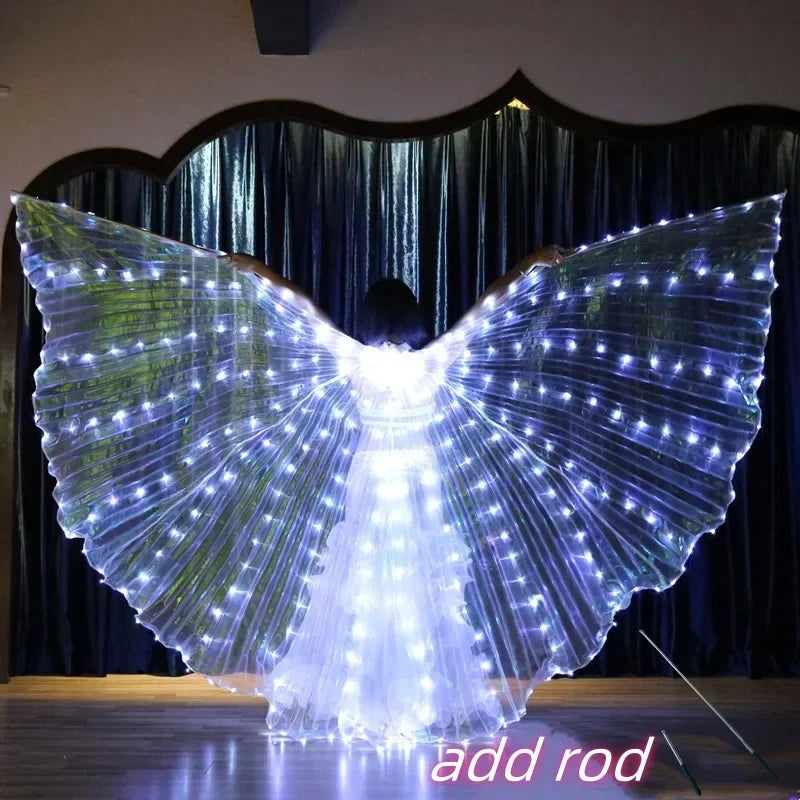 LED Luminescent Color Cloak Adult Children Dancers Luminous Butterfly Wing Stage Performance Belly Dancing Party Photo Prop