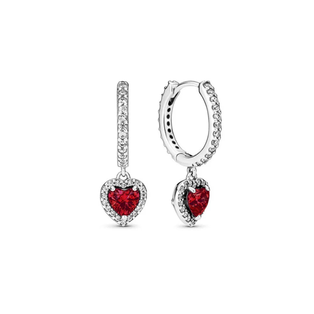 2025Hot Selling 925 Sterling Silver Heart-Shaped Colored Zircon Exquisite Earrings, Suitable For Girls' Charming Jewelry Gifts