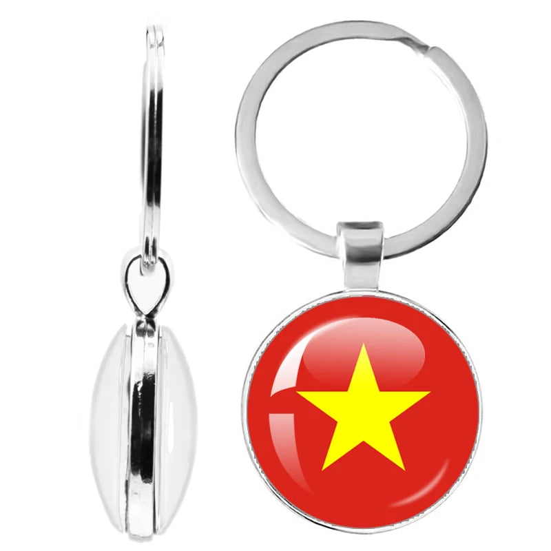 National Flag Glass Double-Sided Keychain Ethiopia Islas Canarias Kenya Sudan Madeira Melilla South Sudan Ceuta Seychelles