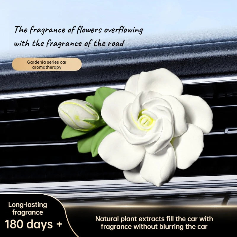 Elegant  gardenia car fragrance, car pendant 3D decoration, with its own aroma, lasting fragrance, souvenir, for friends, lovers
