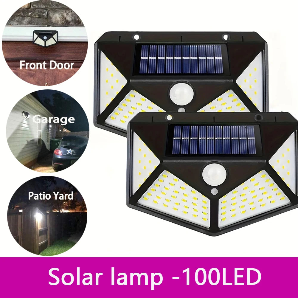 Solar Light 100LED Solar Flood Lights 3 Modes Outdoor Solar Motion Security Light Waterproof for Garden Patio Garage Wall Light