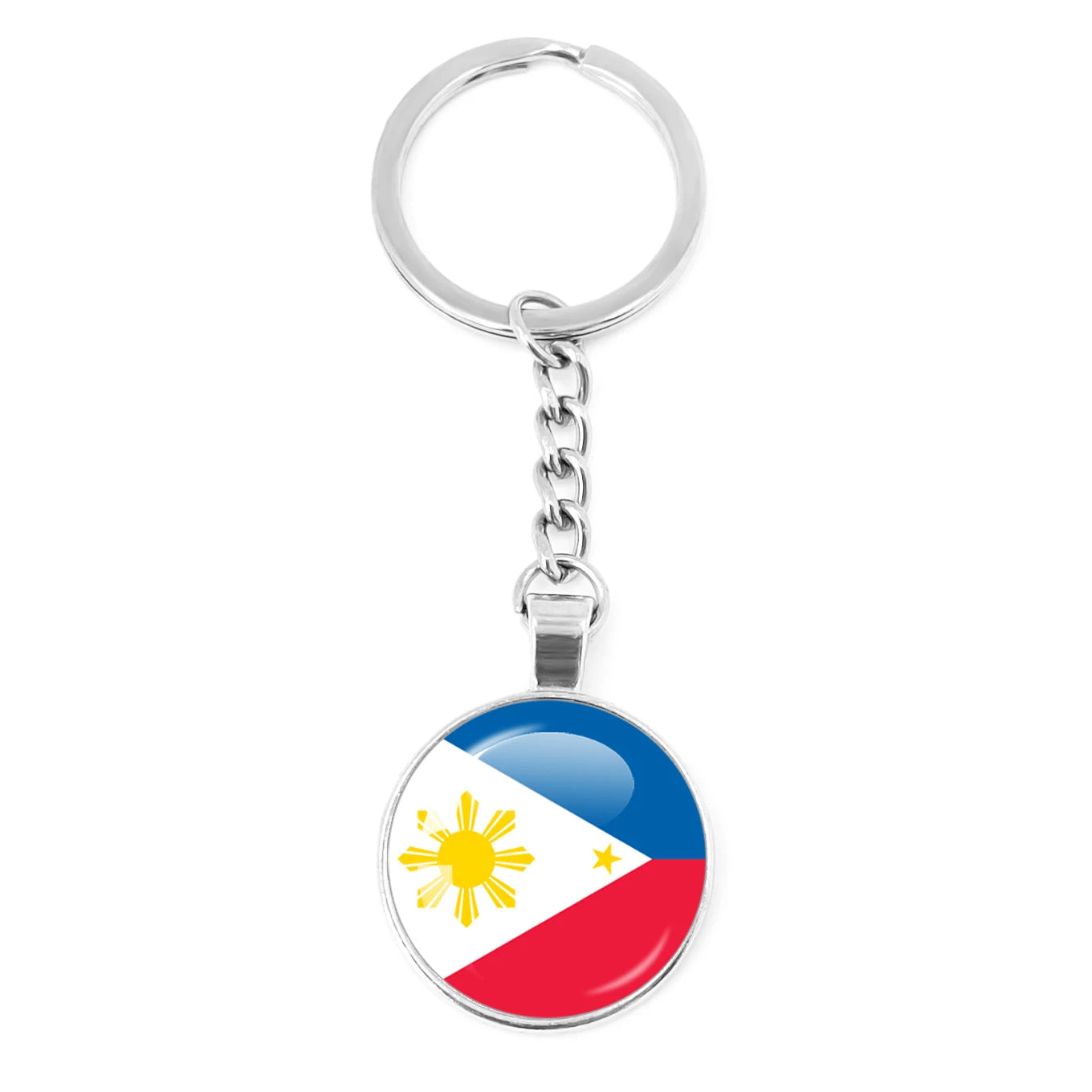 France,Poland,PuertoRico,Montenegro,Yugoslavia,Angola,Philippines,Japan,Senegal Glass Cabochon National Flag Keychain Keyholder