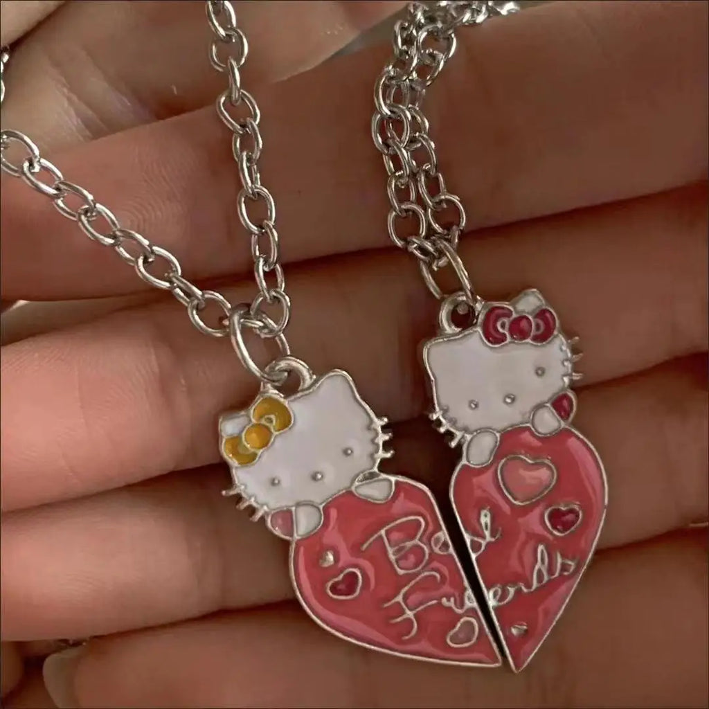 Sanrio Hello Kitty Cute Cartoon Student Kawaii Sweet Creative Fashion Versatile Accessories Couple Best Friend Color Necklace